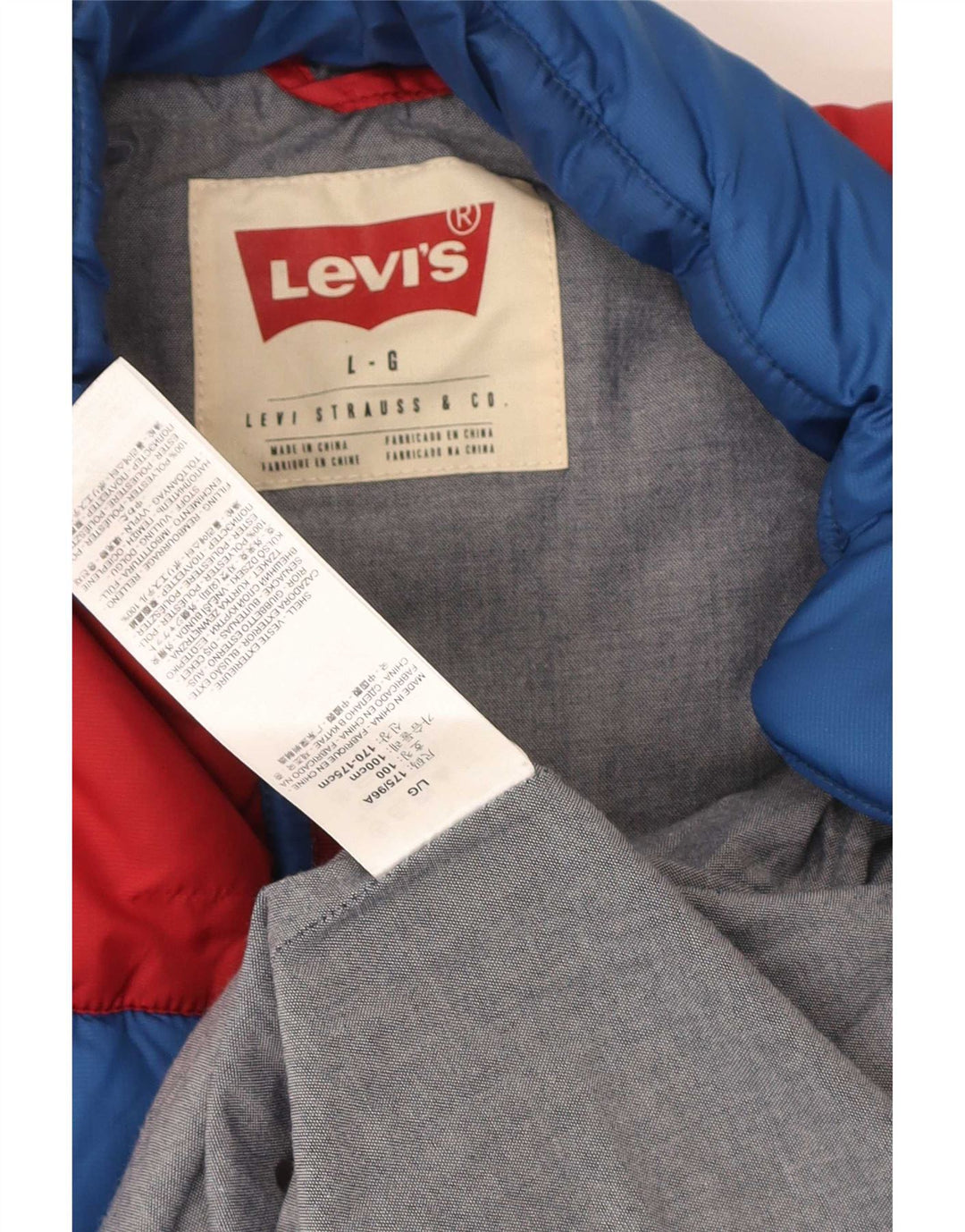 Gilet imbottito da uomo Levi's UK 40 Large Blu in poliestere color block
