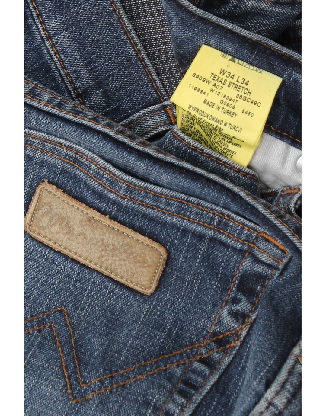 Jeans dritti elasticizzati Texas da uomo Wrangler W34 L34 cotone blu