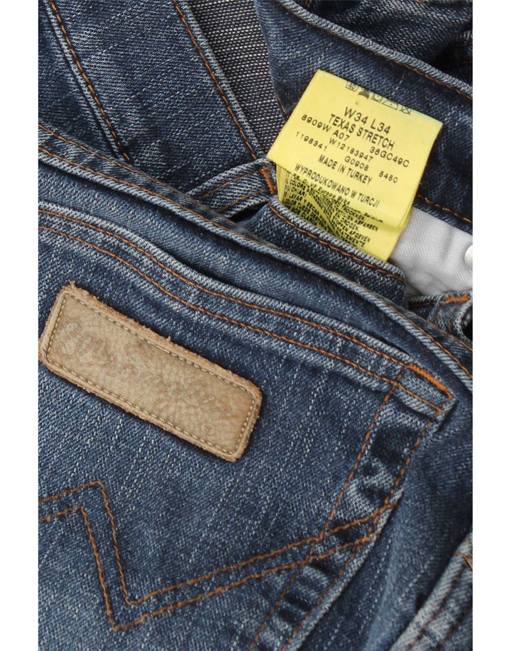 Jeans dritti elasticizzati Texas da uomo Wrangler W34 L34 cotone blu