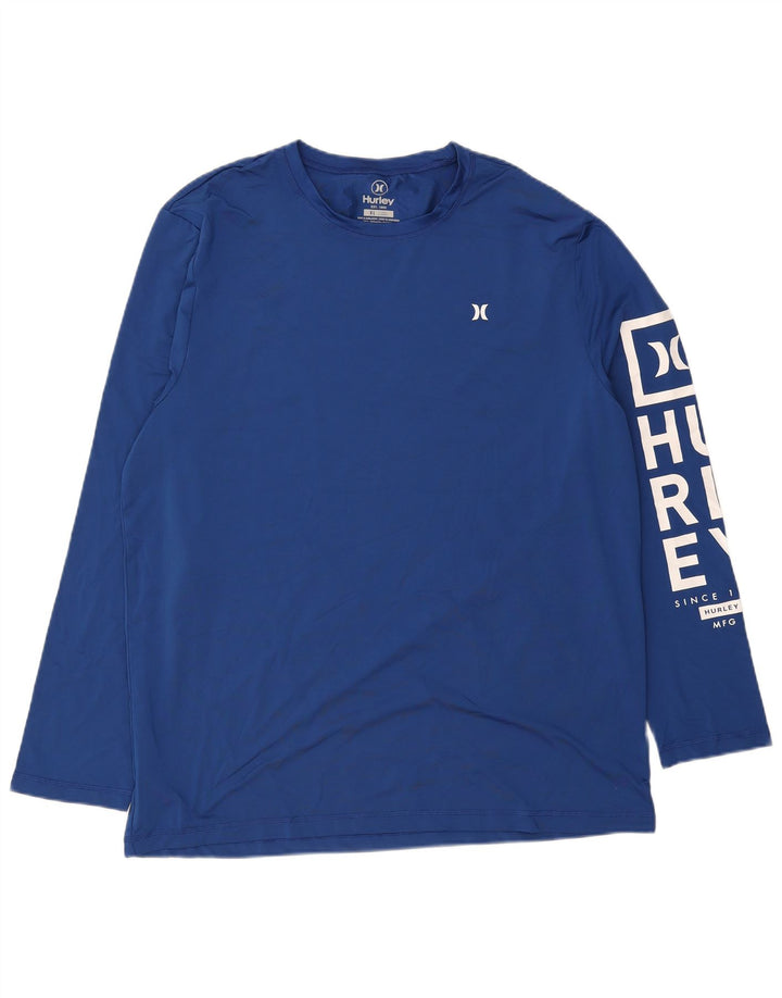 Maglietta grafica da uomo Hurley a maniche lunghe XL in poliestere blu