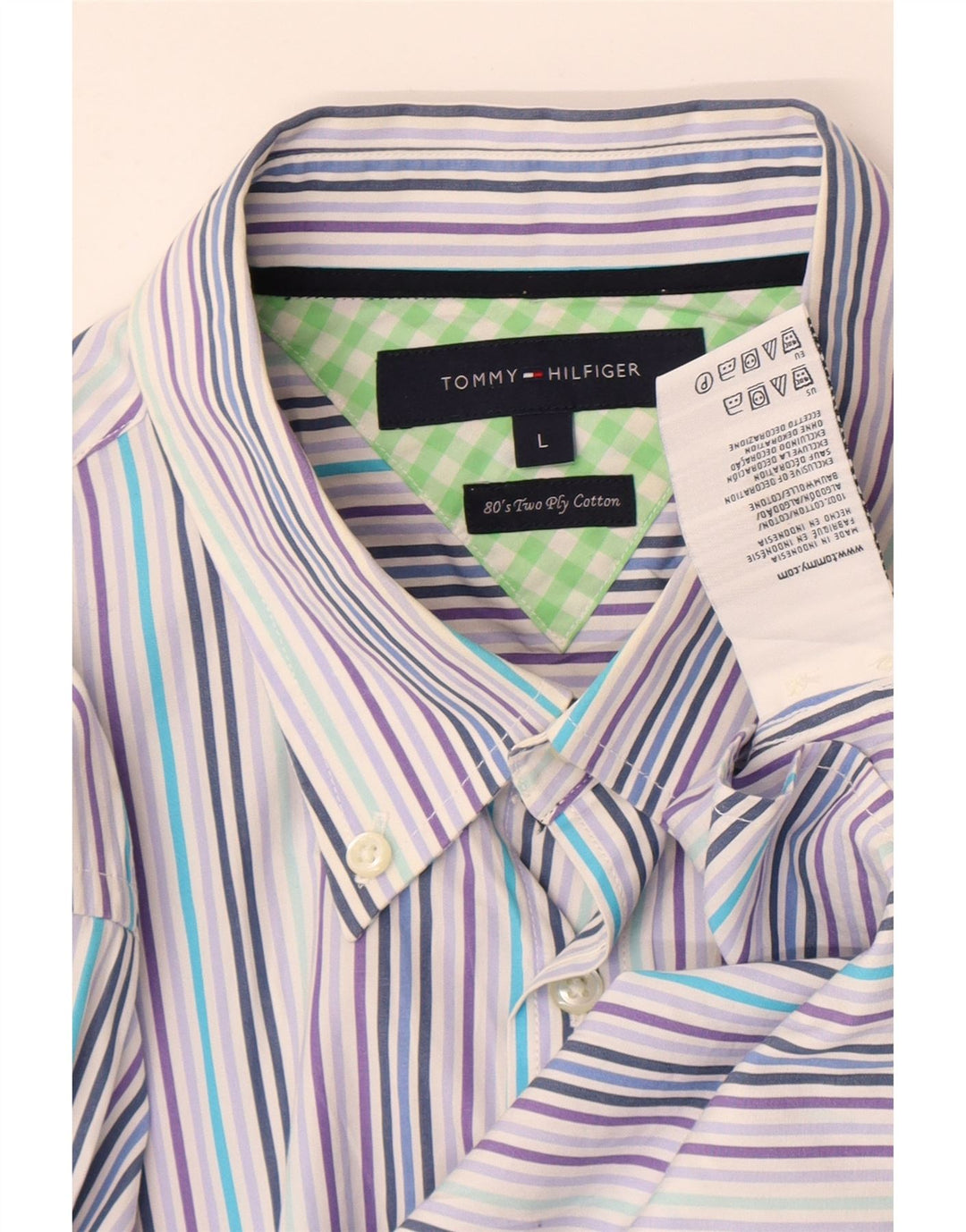 Camicia da uomo Tommy Hilfiger grande cotone a righe blu