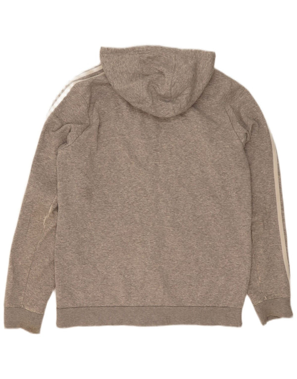 Maglione con cappuccio e zip Adidas da uomo grigio medio chiazzato