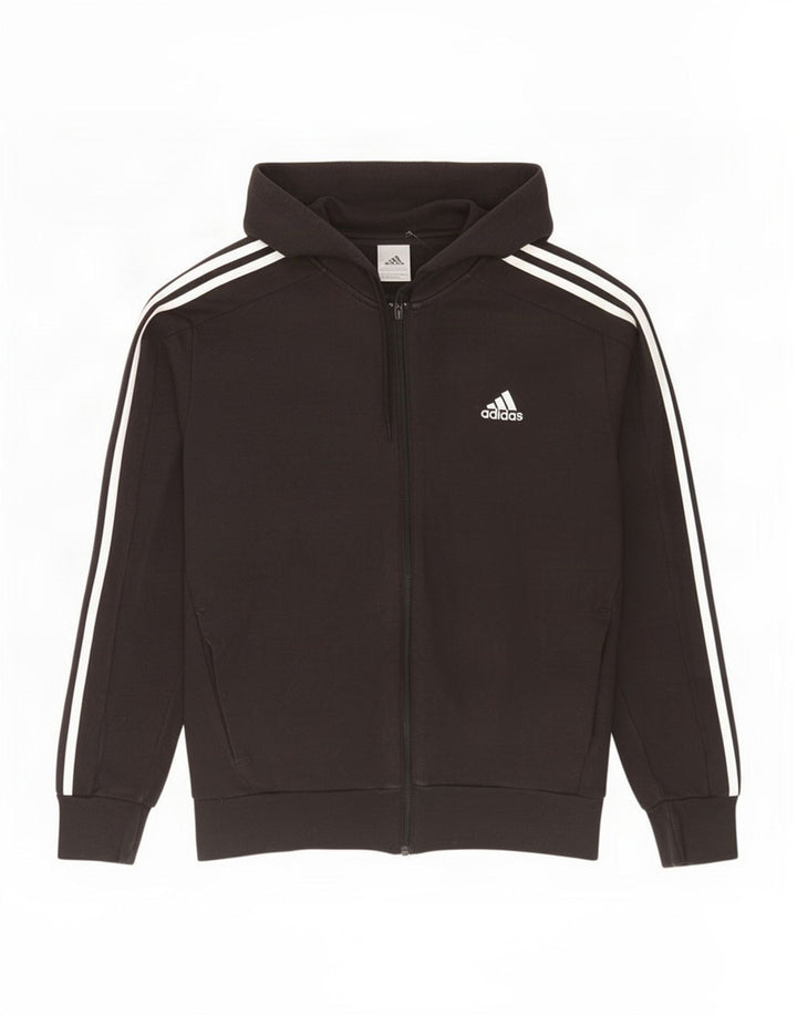 Maglione con cappuccio e zip Adidas da uomo in cotone nero medio