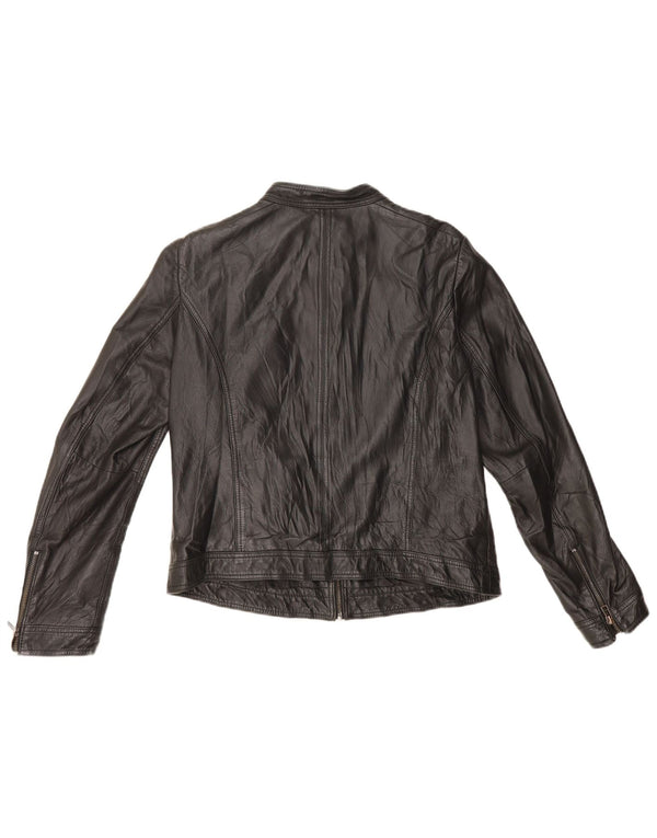 Giacca da corsa in pelle da donna Esprit UK 16 grande in pelle nera