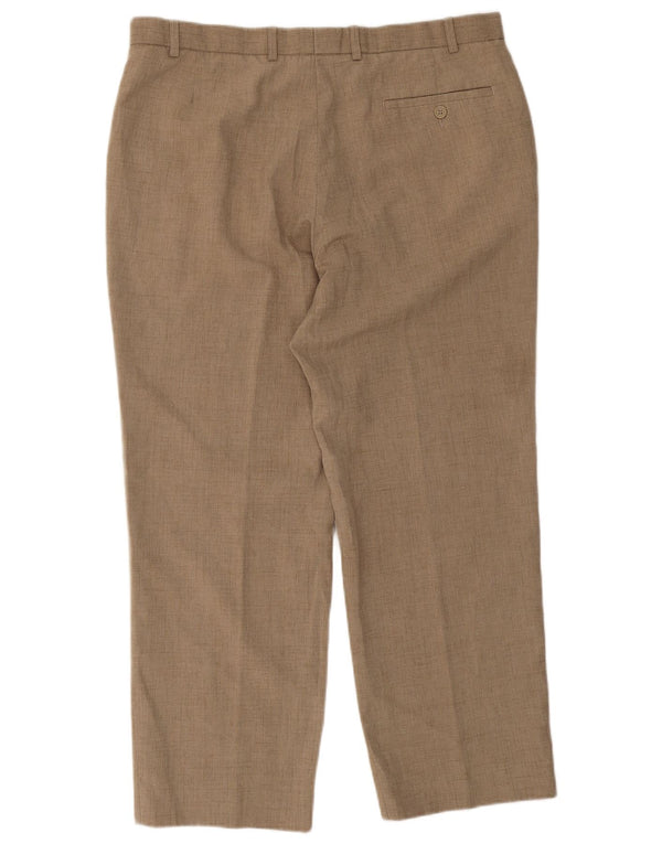 Pantaloni da abito dritti da uomo Marks & Spencer W38 L27 Poliestere beige