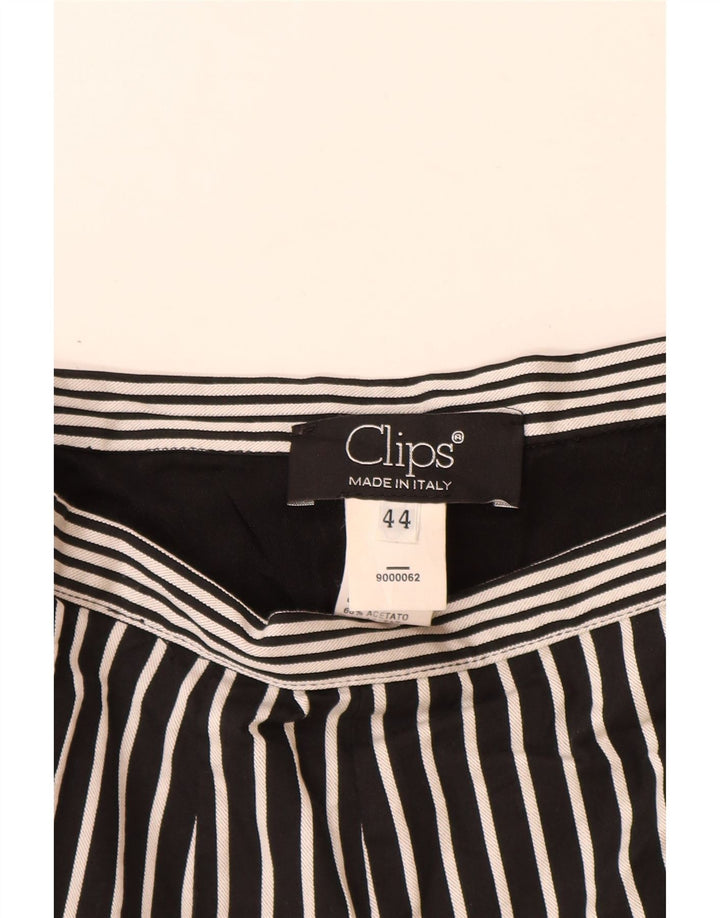 Gonna a trapezio da donna Clips IT 44 media W28 acetato gessato nero