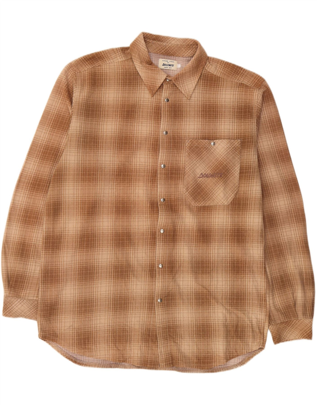 DOLOMITE Camicia da uomo in flanella a quadri beige grande