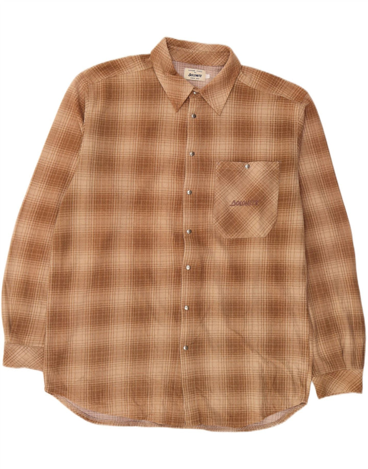 DOLOMITE Camicia da uomo in flanella a quadri beige grande