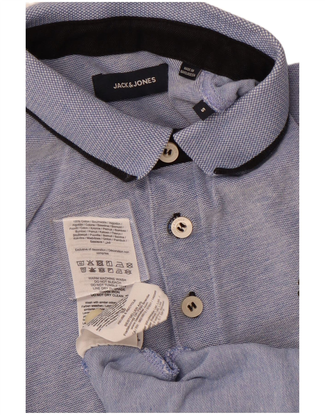Polo da uomo JACK & JONES piccola in cotone screziato blu