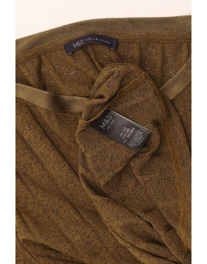 Marks & Spencer Top da donna a maniche lunghe UK 12 Poliestere kaki medio