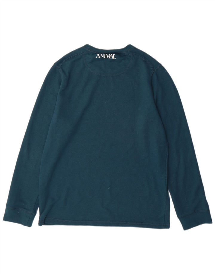 Felpa con grafica da uomo con animali, maglione, cotone blu medio