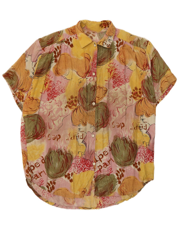 Camicetta vintage da donna a maniche corte con grafica UK 18 XL multicolore