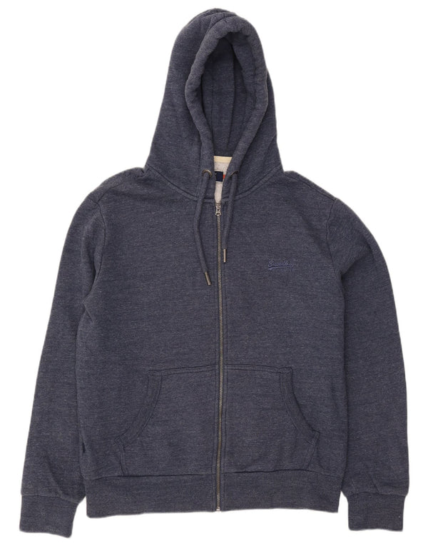 Felpa con cappuccio e zip da uomo Superdry XL in cotone blu navy