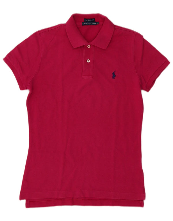 Polo skinny da donna Ralph Lauren UK 12 cotone rosa medio