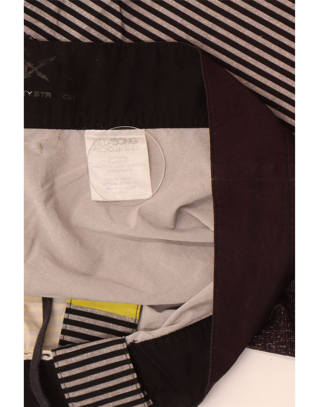 Pantaloncini da bagno da uomo Billabong grandi in poliestere a righe grigie