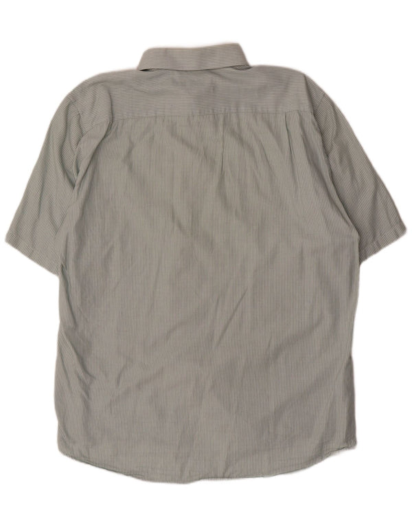 Camicia Dkny da uomo slim fit a maniche corte XL verde gessato in cotone