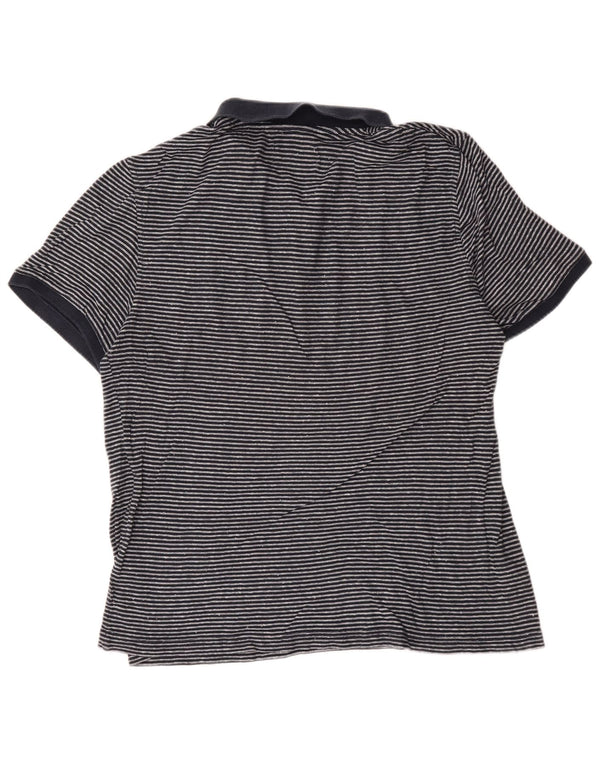 Penguin Mens Polo Shirt XL Navy Blue Striped Cotton