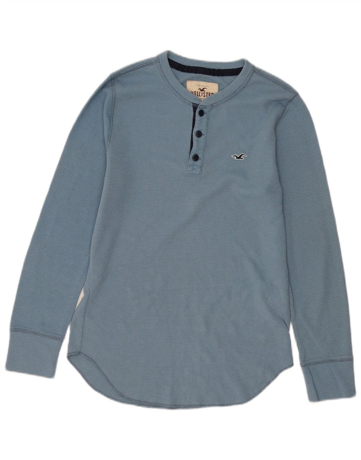 Top Hollister da uomo a maniche lunghe piccolo in cotone blu
