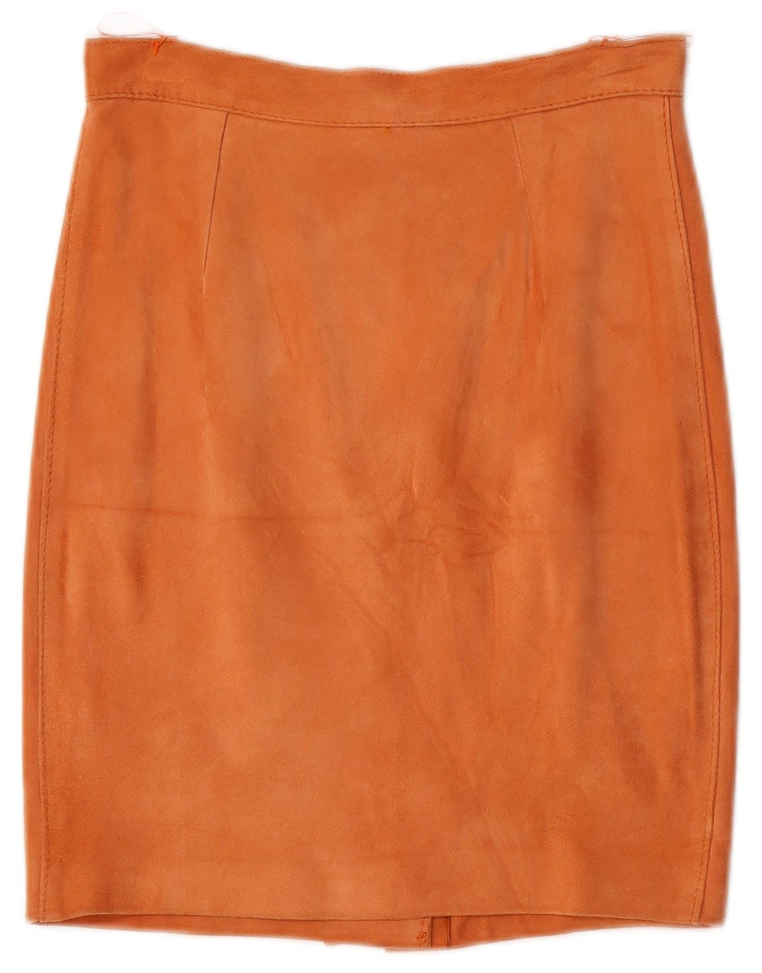 Gonna tubino vintage in pelle scamosciata da donna W26 piccola arancione