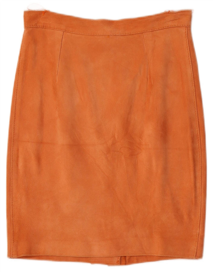 Gonna tubino vintage in pelle scamosciata da donna W26 piccola arancione