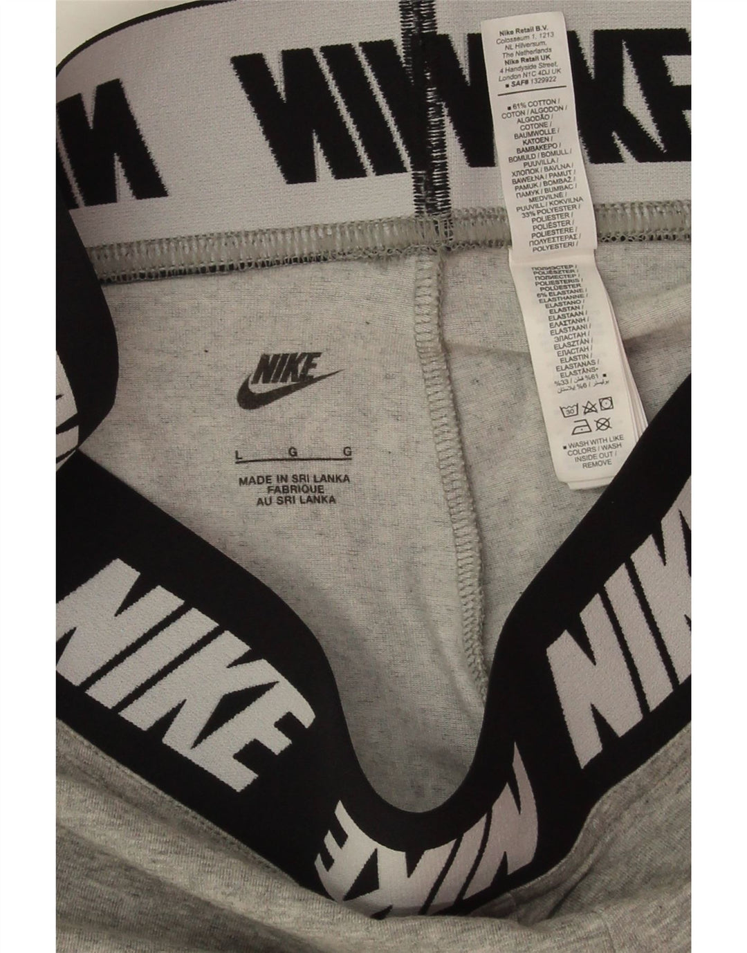 Leggings grafici da donna Nike UK 14 grande cotone grigio