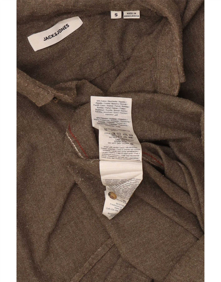Camicia da uomo in flanella Jack & Jones piccola in cotone kaki