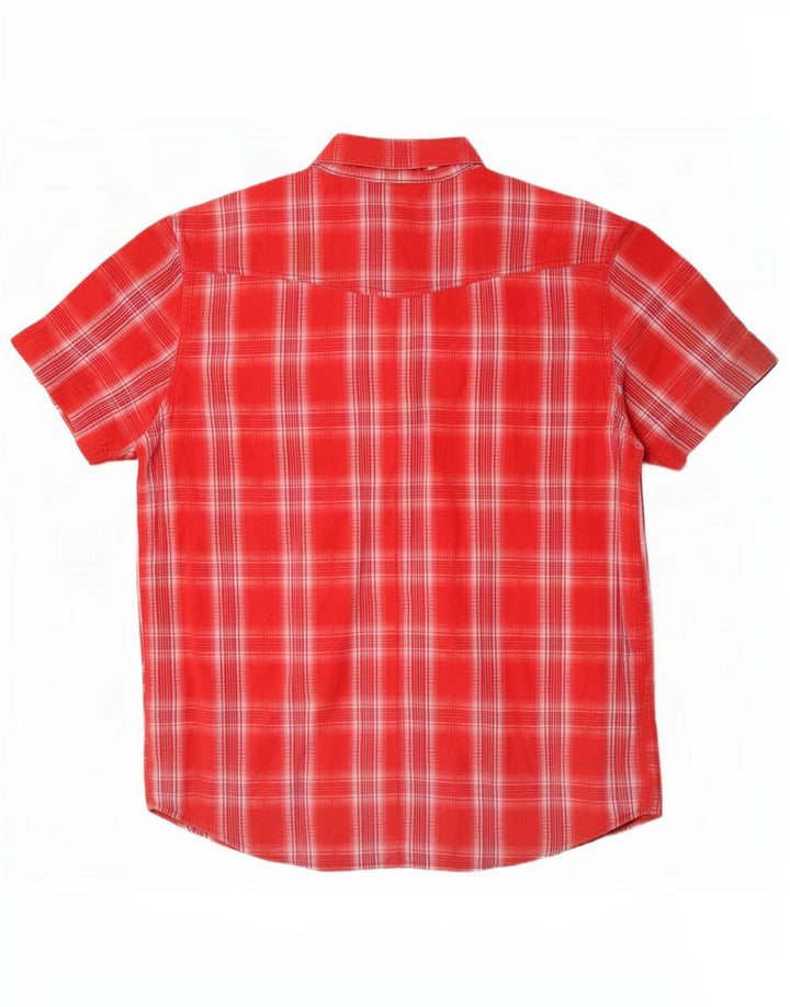Camicia a maniche corte da uomo Wrangler XL in cotone a quadri rossi