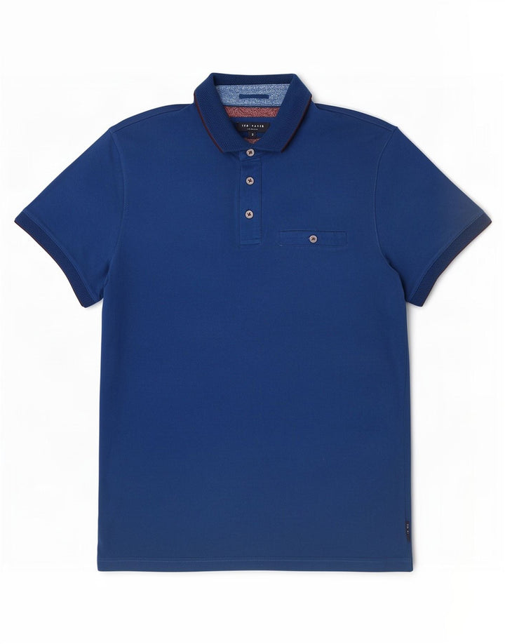 Polo da uomo Ted Baker taglia 3 in cotone blu medio