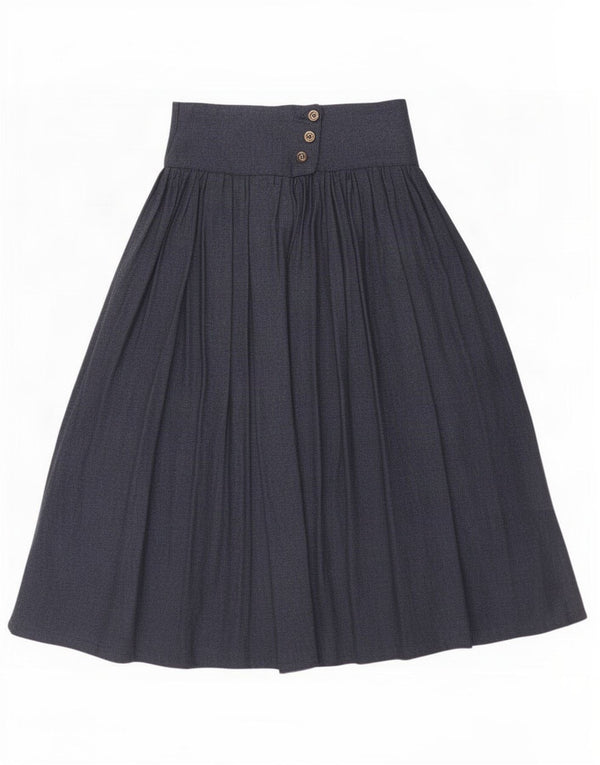 Gonna a pieghe a vita alta da donna vintage XS W24 Blu navy