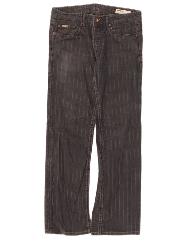 Gas Mens Bootcut Casual Trousers W34 L31 Grey Pinstripe Cotton