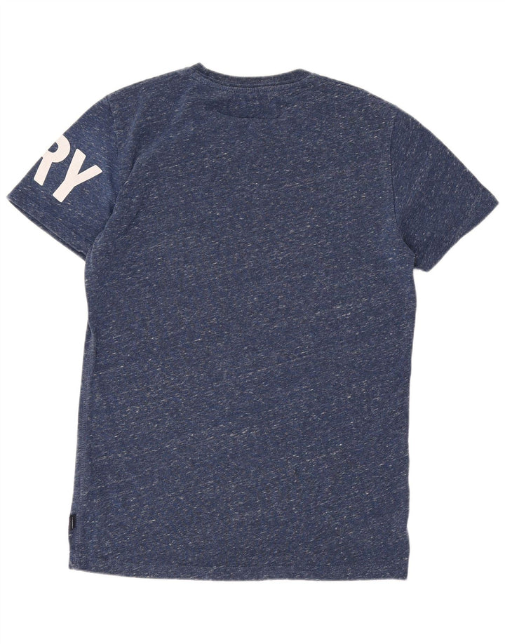 T-shirt grafica da uomo Superdry Top Small in poliestere screziato blu navy