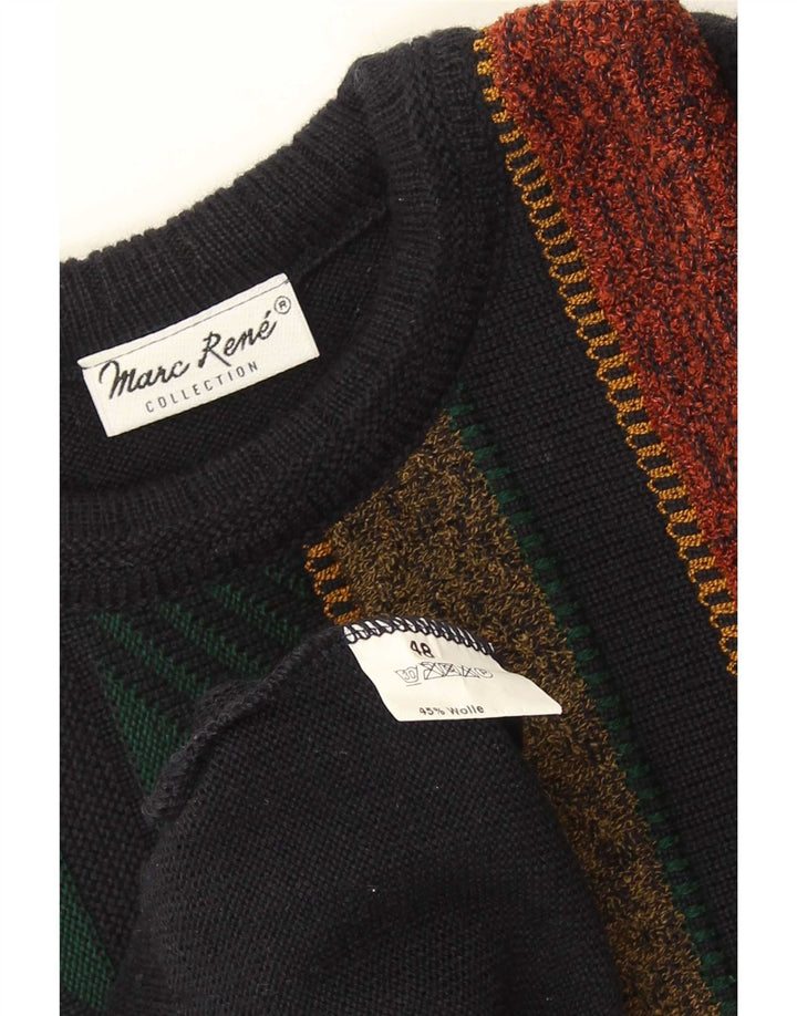 Maglione maglione girocollo da uomo Marc Rene IT 48 Lana a righe blu navy medio