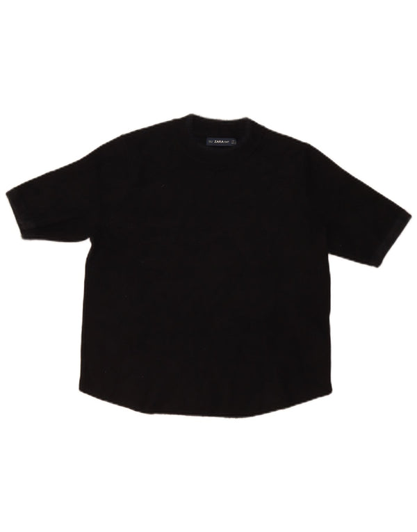Maglione Zara da donna a maniche corte con collo alto, UK 14, medio, nero