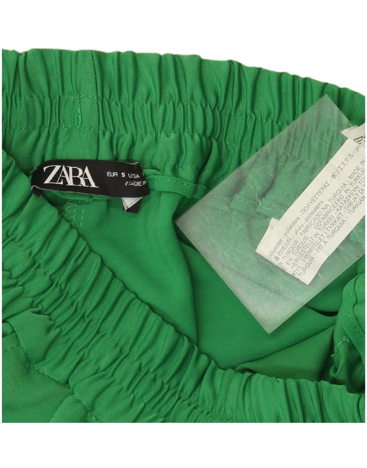 Pantaloni casual dritti da donna Zara piccoli W26 L28 poliestere verde