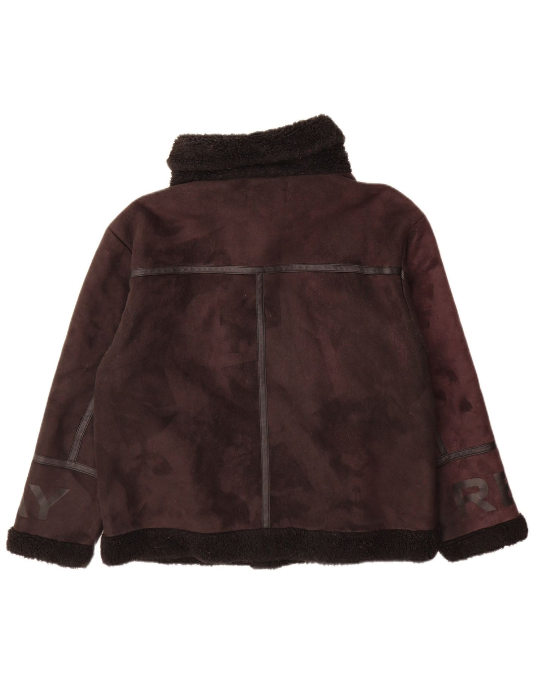 Giacca Sherpa grafica da donna Replay UK 14 grande poliestere marrone