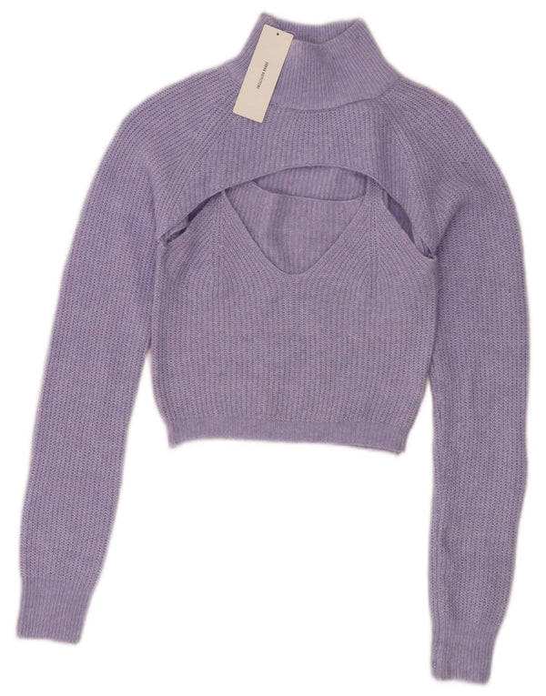 Maglione corto da donna con collo dolcevita Urban Outfitters UK 12 Blu medio