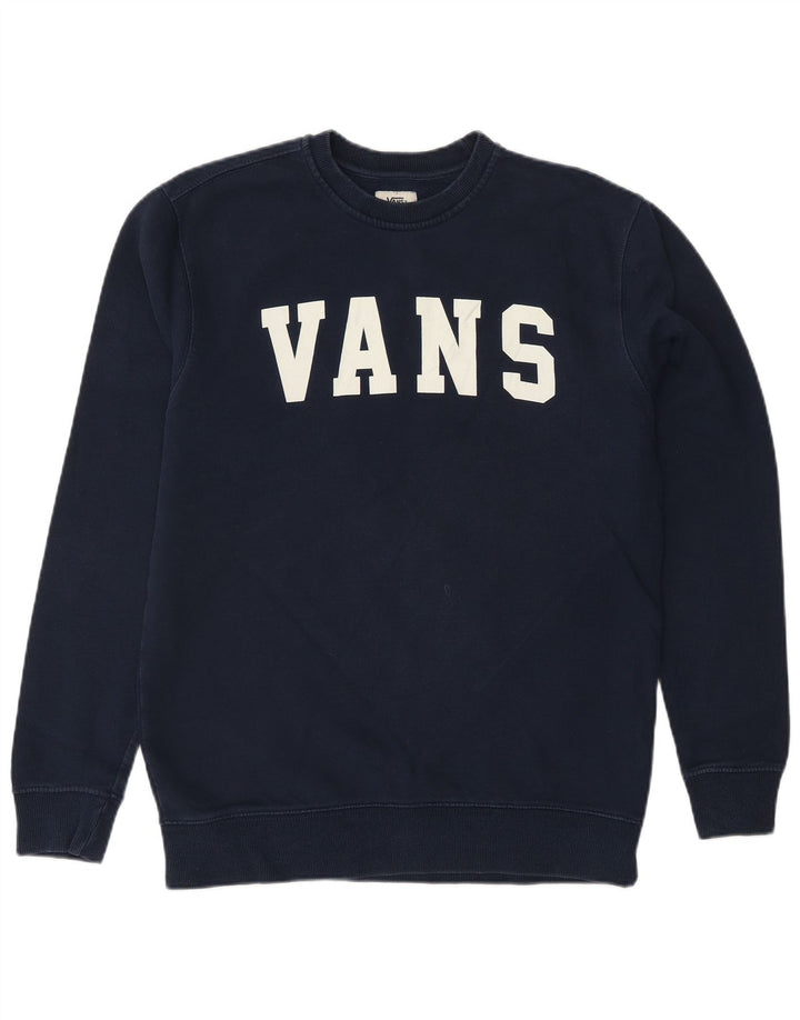 Felpa con grafica da uomo VANS, piccola, in cotone blu navy