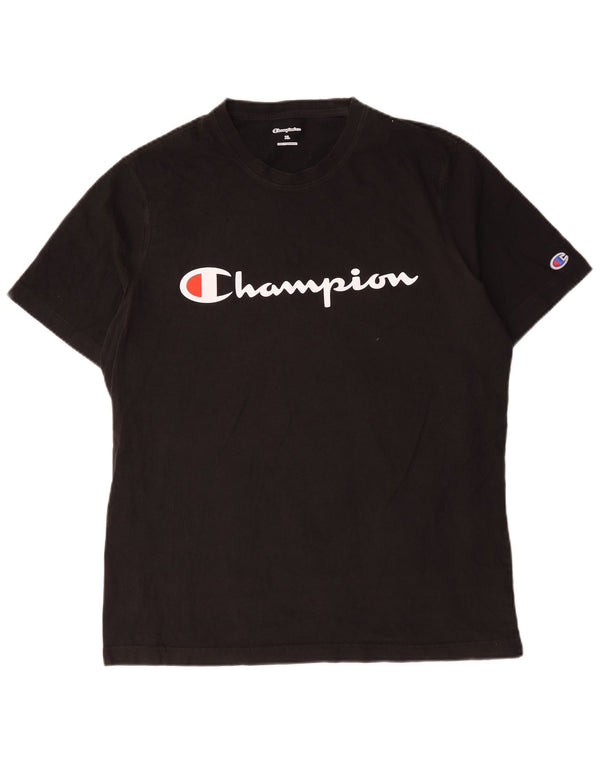 T-shirt grafica da uomo Champion Top XL in cotone nero