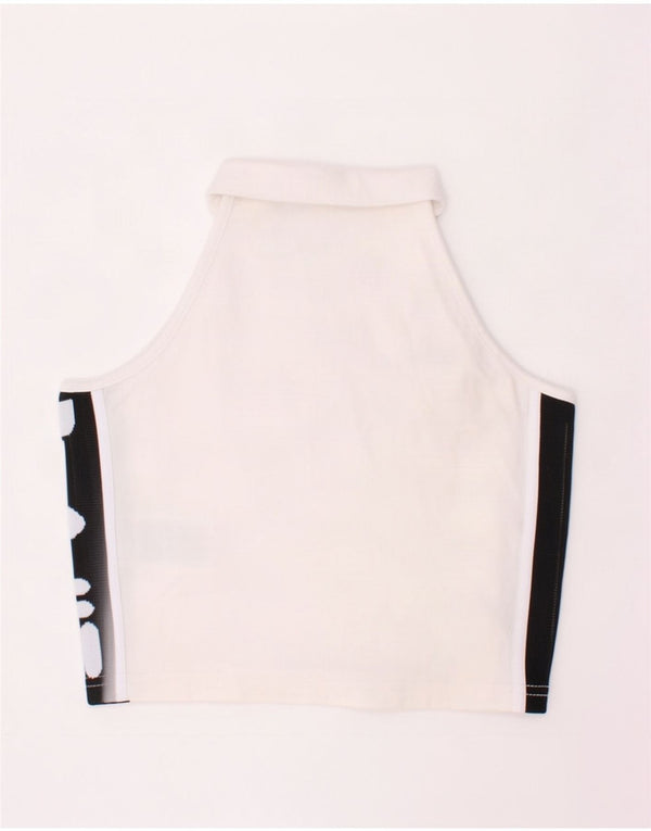 Canotta grafica corta da donna Fila UK 4 XS cotone color block bianco