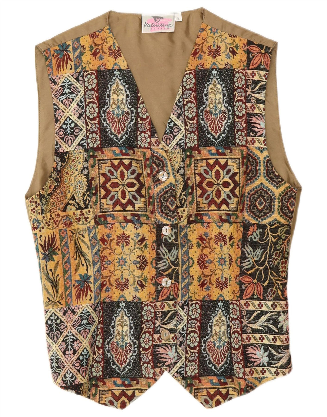 Gilet da donna VINTAGE UK 12 Poliestere Paisley beige medio