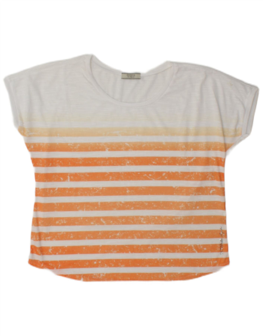 T-shirt da donna Guess Top UK 14 a righe bianche medie