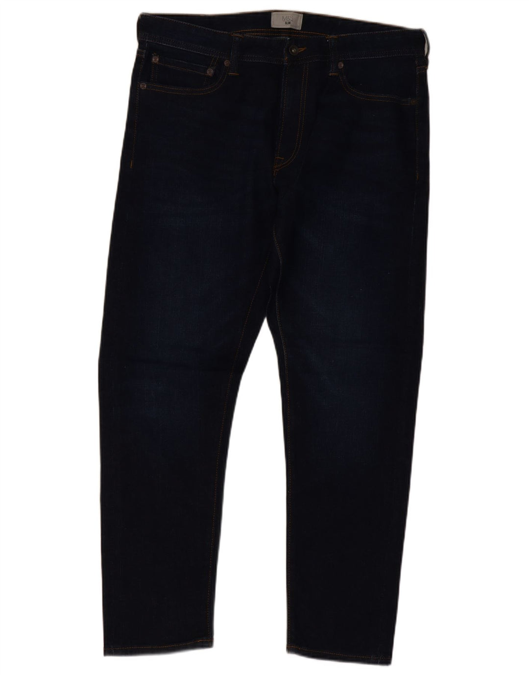 Jeans slim da uomo Marks & Spencer W34 L29 cotone blu navy