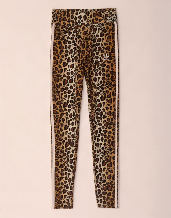 Leggings Adidas da donna UK 12 cotone con stampa animalier marrone medio