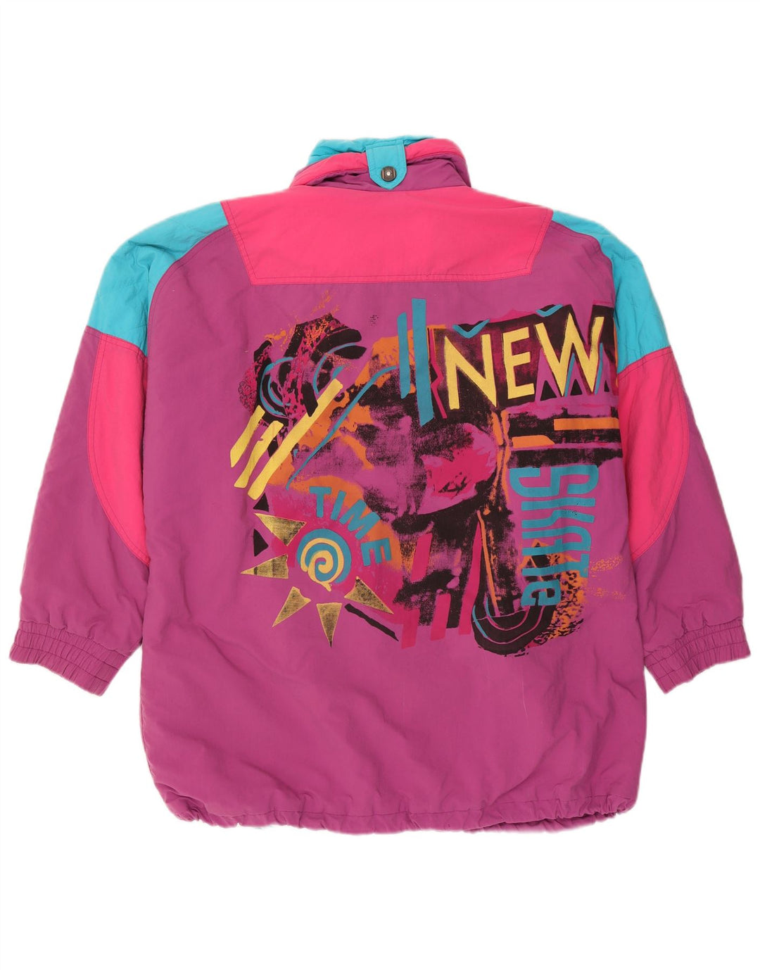 Giacca da sci pullover con grafica vintage da uomo UK 44 2XL color block viola