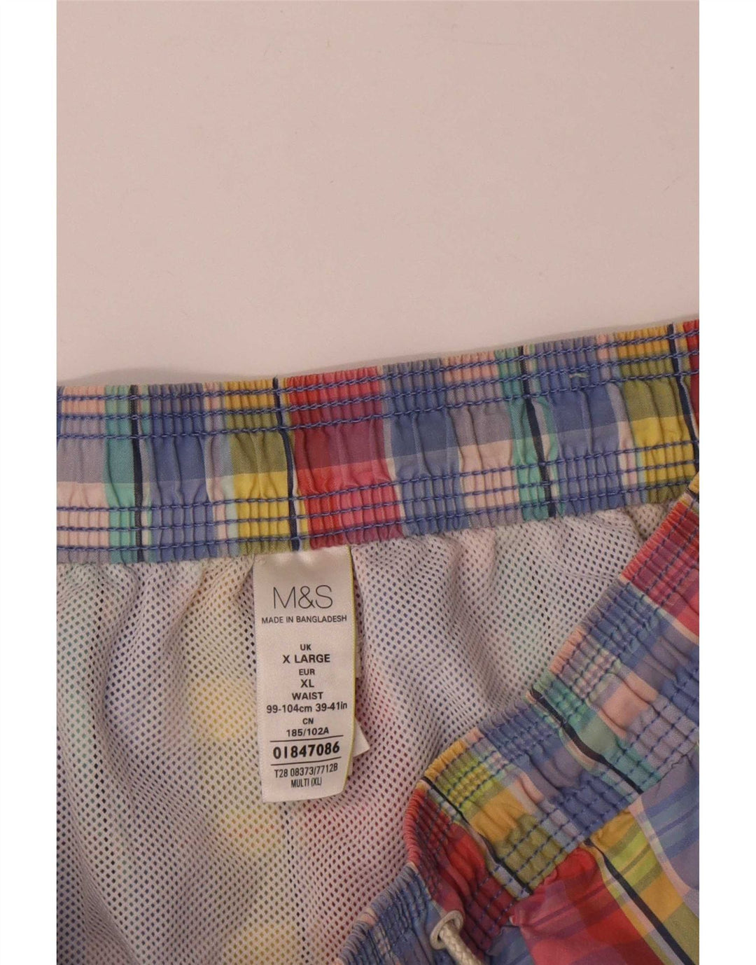 Pantaloncini da bagno da uomo Marks & Spencer XL in cotone scozzese multicolore