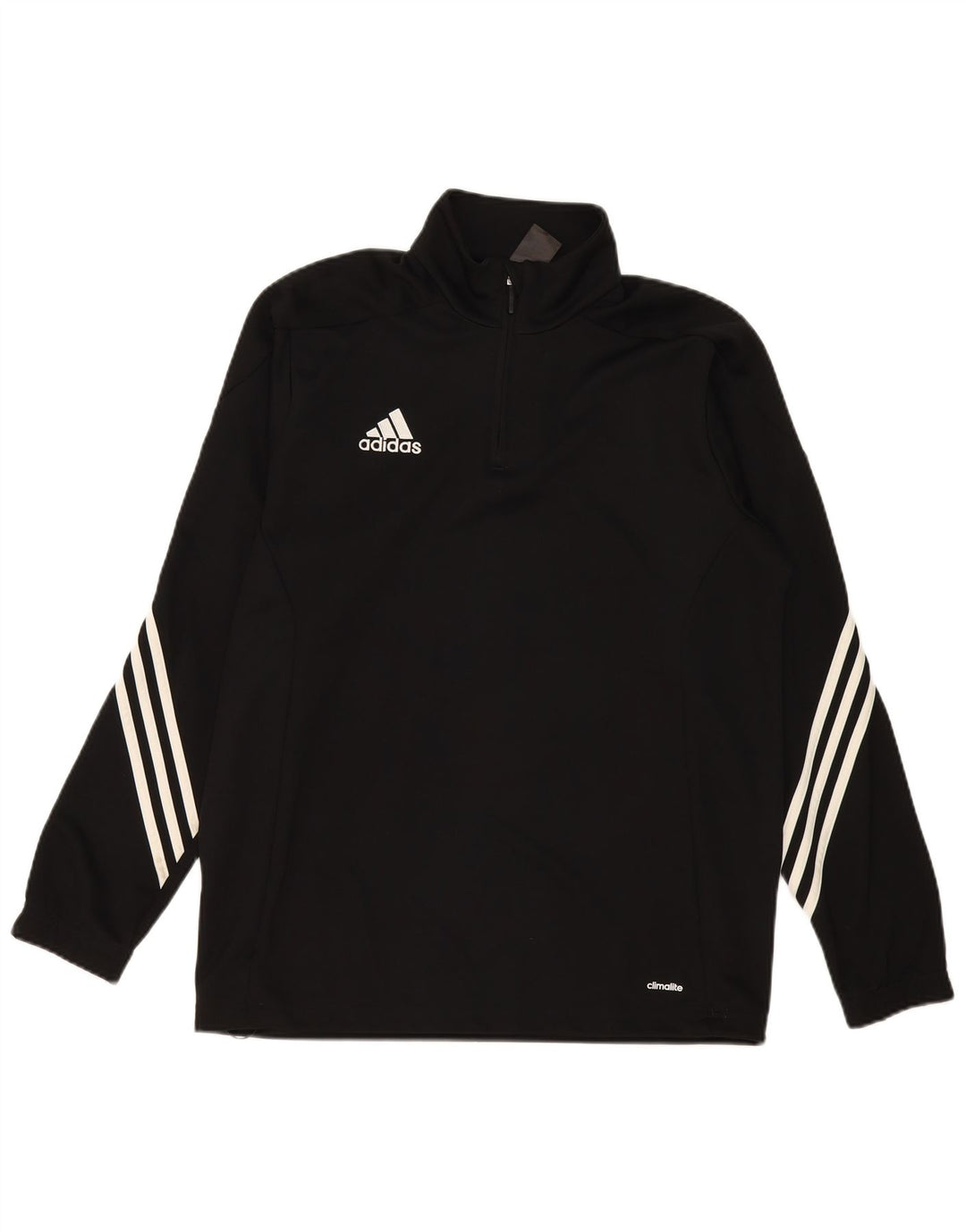 Adidas Uomo Climalite Zip Neck Pullover Tuta Top Large Nero Poliestere