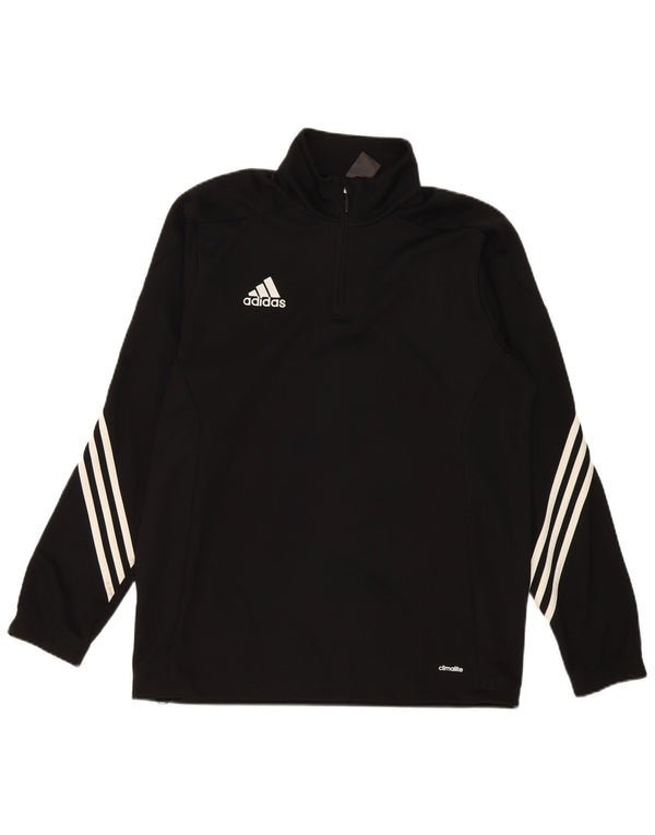 Adidas Uomo Climalite Zip Neck Pullover Tuta Top Large Nero Poliestere