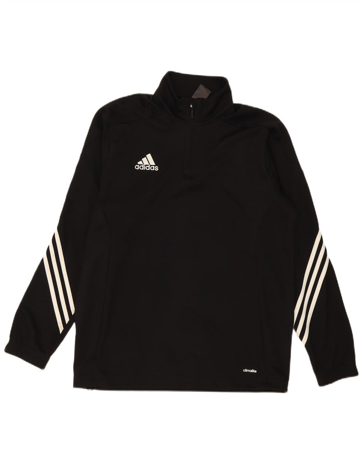 Adidas Uomo Climalite Zip Neck Pullover Tuta Top Large Nero Poliestere