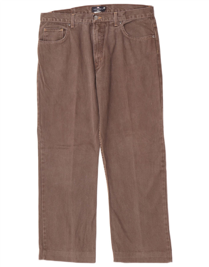 Jeans dritti da uomo Marks & Spencer Blue Harbour W36 L28 cotone marrone