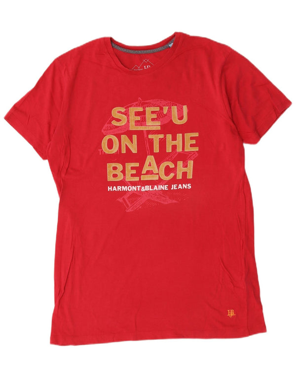 T-shirt grafica da uomo Harmont & Blaine Top grande in cotone rosso